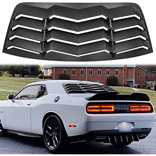 2008-2021 Dodge Challenger Rear Window Louver Lambo Style Sun Shade Vent Cover Matte Black