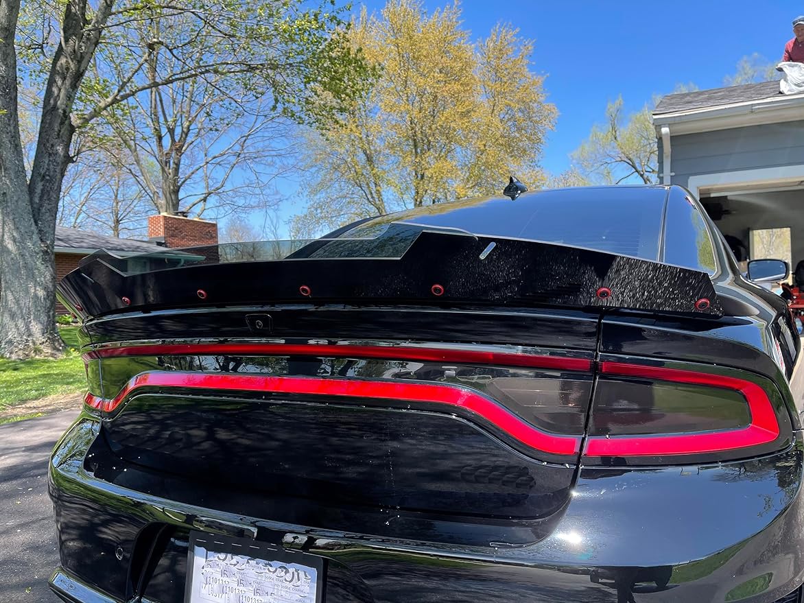 Black Rear Wickerbill Spoiler For 2015-2022 Dodge Charger – Gloss Finish, ABS Plastic, Bolt-On Installation For SRT SXT Hellcat
