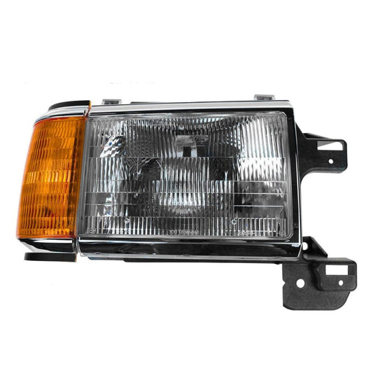 1987-1991 Bronco F-Series Truck Headlights Headlamps w/ Chrome Trim Pair Set