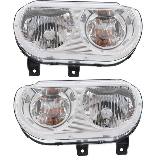 Halogen Headlight Set Left and Right For 2009-2014 Dodge Challenger