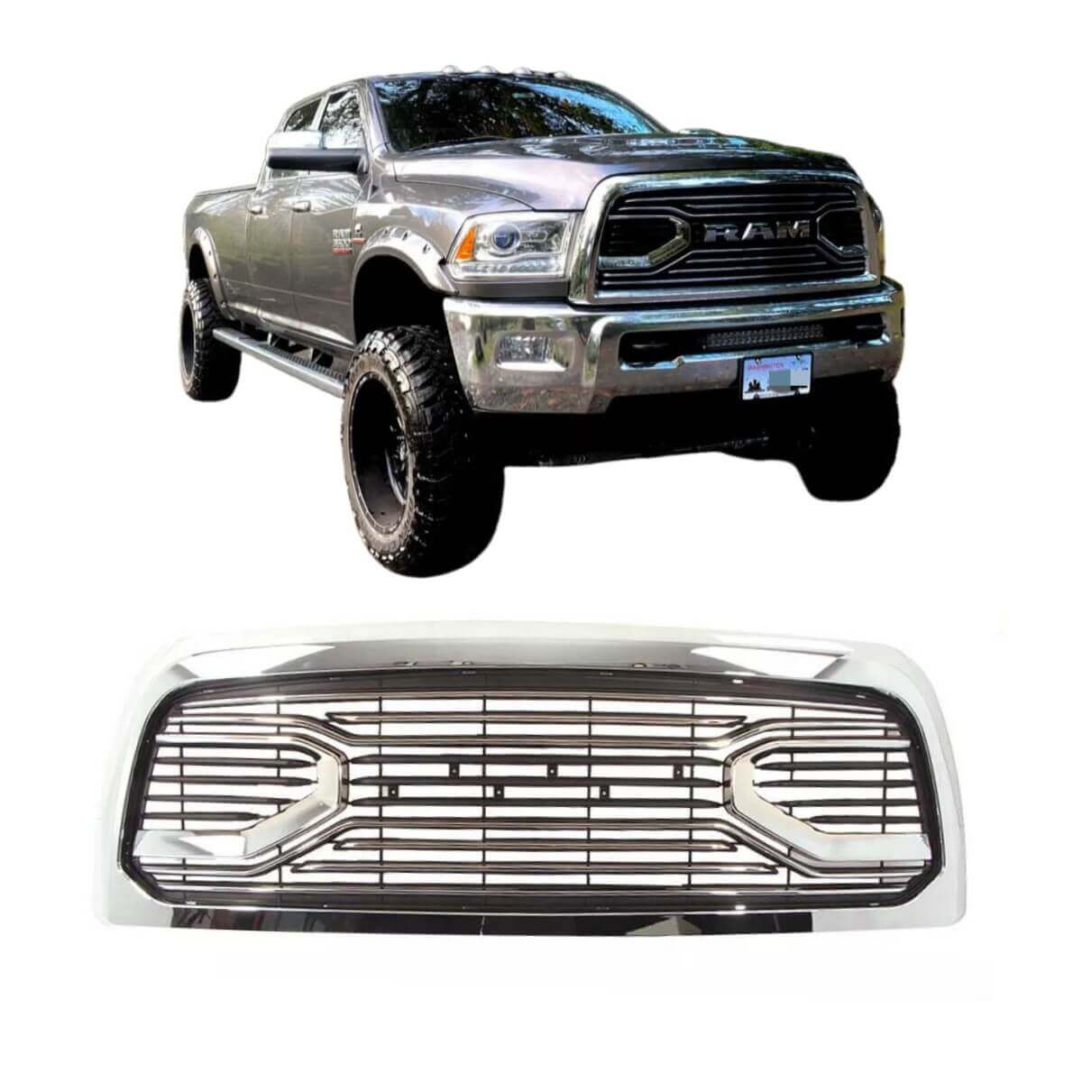 Chrome Mesh Front Grille For 2010-2018 Dodge Ram 2500/3500 – With Letters, Direct Fit, 1-Year Warranty