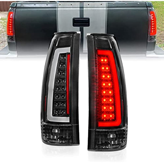 1988-1999 Chevy GMC C/K Silverado Suburban SUV C-Type LED Tube Black Replacement Tail Lights Set