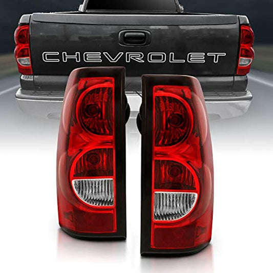 2003-2006 Chevy Silverado OE Style Ruby Red Taillights w/Bulb and Harness Set