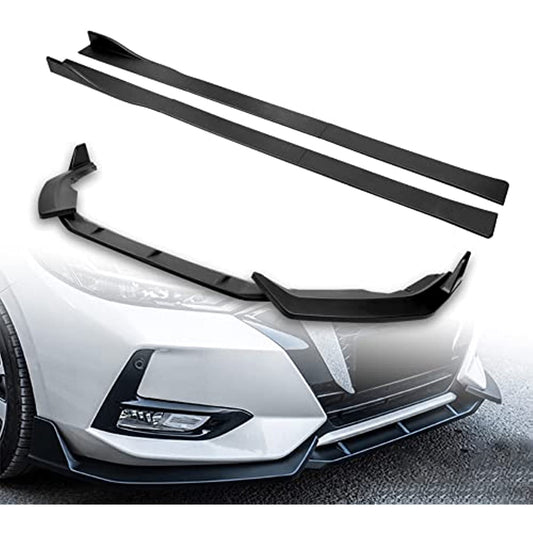 Front Lip Kit & Side Skirt Extensions Diffuser Set compatible with 2020-2021 Nissan Sentra Sedan/4DR Only
