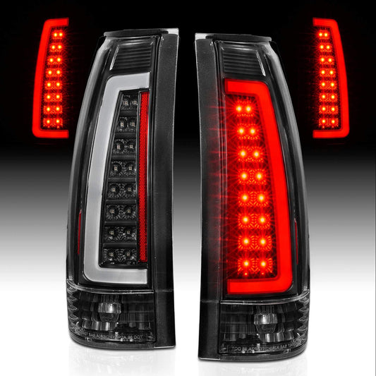 1988-1999 Chevy GMC C/K Silverado Suburban SUV C-Type LED Tube Black Replacement Tail Lights Set