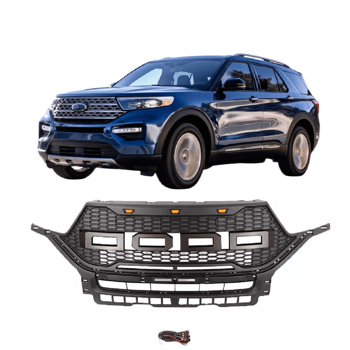 Front Grille Fit For Ford Explorer Grill 2019 2020 With Letter & Led