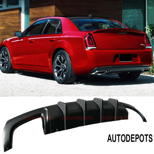 2015-2023 Chrysler 300 Shark Fin Rear Bumper Lip Diffuser Matte Black