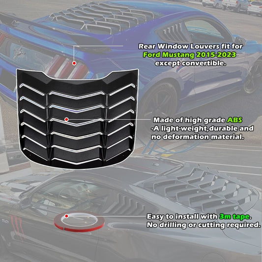 2015-2023 Ford Mustang Sun Shade Shield Cover Rear Window Scoop Louvers