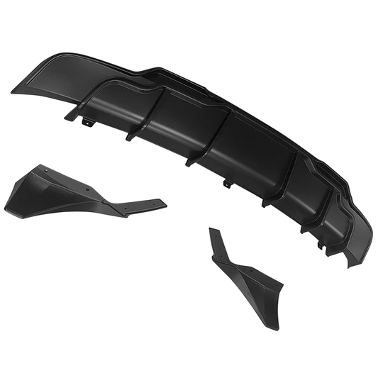 2017-2023 Tesla Model 3 Rear Bumper Diffuser Lip W/Extensions Matte Black