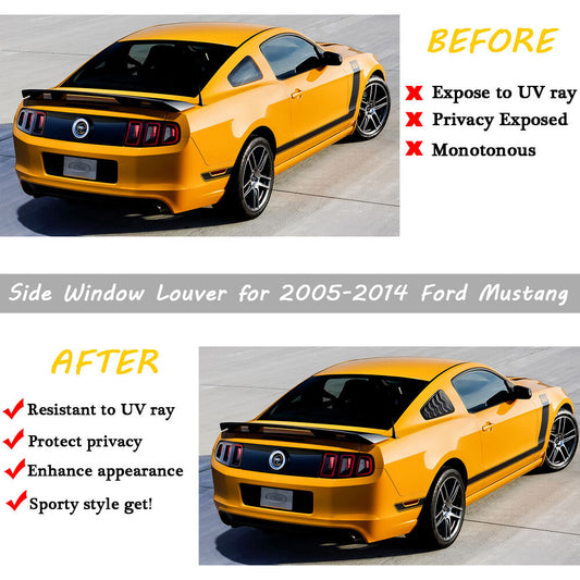 Ford Mustang 2005-2014 Side Window Louvers windshield Sun Shade Cover