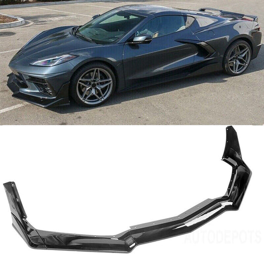 2020-2023 Corvette C8 Z51 STG3 Front Bumper Lip Spoiler Winglet Gloss Black
