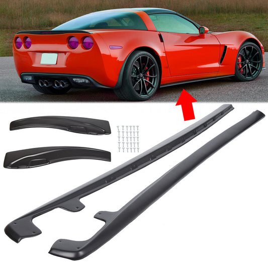 Corvette C6 Z06 Wide 2005-2013 ZR1 Style PP Side Skirts Rocker Panels Mud Flaps