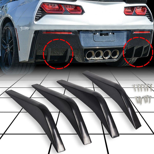 2014-2019 Corvette C7 Rear Bumper Lower Air Diffuser Fins Glossy Black