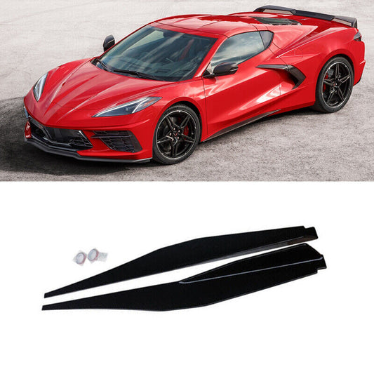 2020-2023 Corvette C8 Side Skirts Extension Lip Carbon Flash Painted