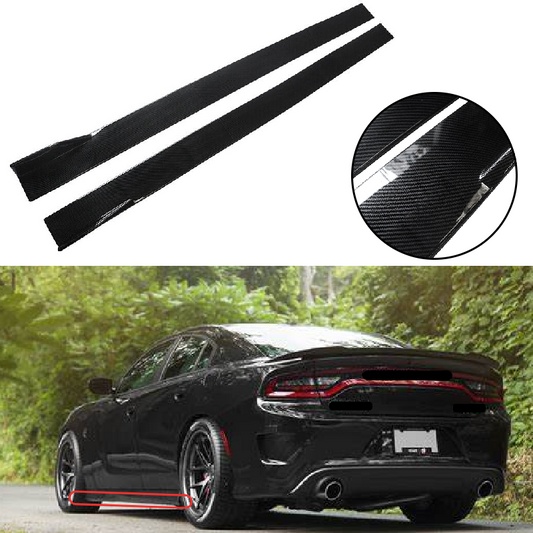 2015-2022 Dodge Charger RT SRT SXT 86.6'' Carbon Look Side Skirts Rocker Panel