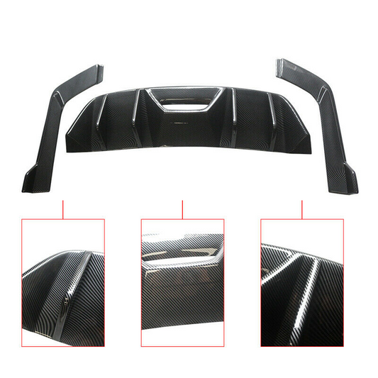 2015-2017 Ford Mustang Bumper Valance Rear Diffuser Lip Carbon Fiber Style