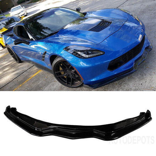 2014-2019 Corvette C7 STG Stage 2 Z06 Front Bumper Splitter Lip Gloss Black
