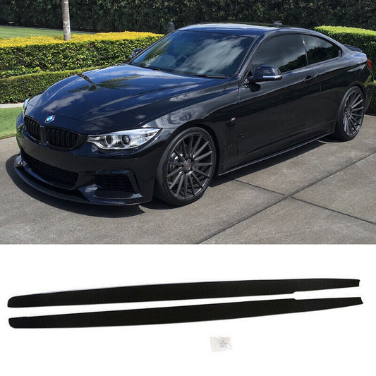 2014-2020 BMW 4 Series F32 F33 F36 M Sport Extension Side Skirts Gloss Black