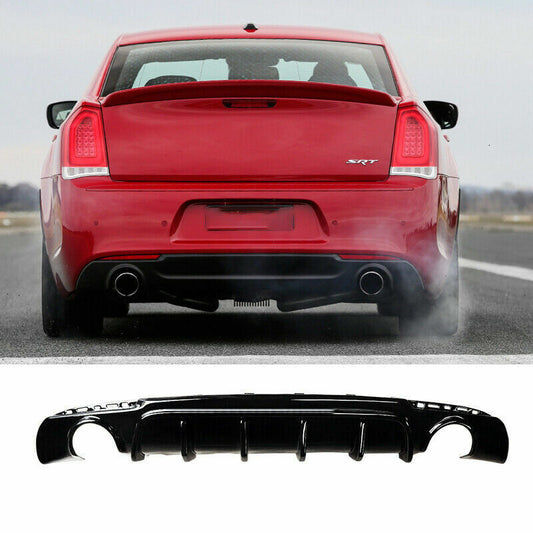 2015-2023 Chrysler 300 Rear Bumper Lip Diffuser Dual Exhaust Gloss Black