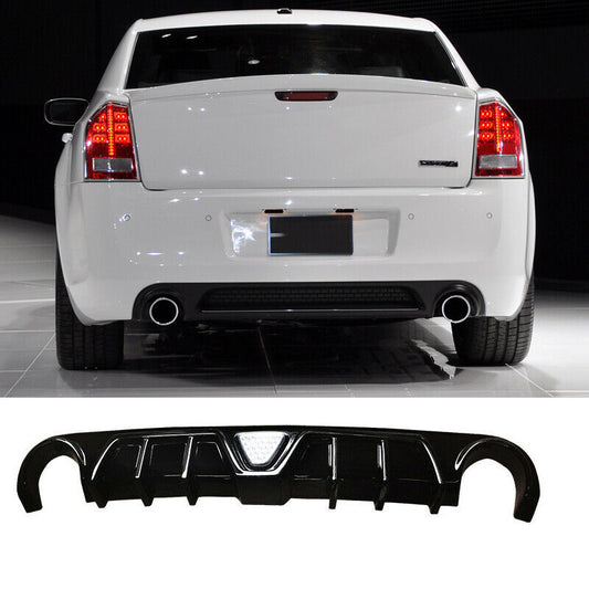 2012-2014 Chrysler 300 SRT Rear Diffuser Lip W/ Real LED Light Gloss Black