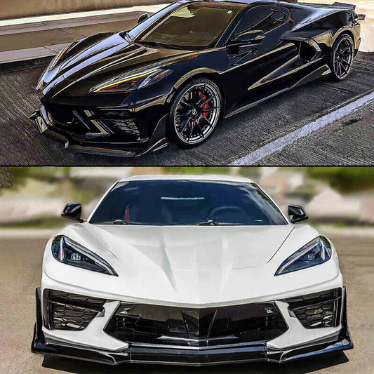 2020-2023 Corvette C8 Z51 STG3 Front Bumper Lip Spoiler Winglet Gloss Black