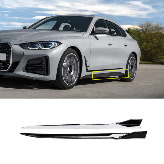 2021-2023 BMW 4 Series G22 G23 G26 2D 4D Side Skirts Extension Gloss Black