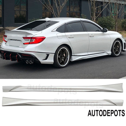 2018-2022 10th Gen Honda Accord Pearl White Add-on JDM Side Skirt Extension