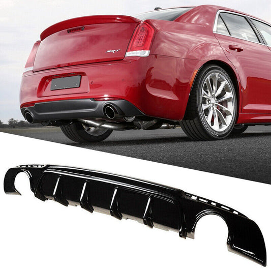 2015-2023 Chrysler 300 Rear Bumper Lip Diffuser Dual Exhaust Gloss Black