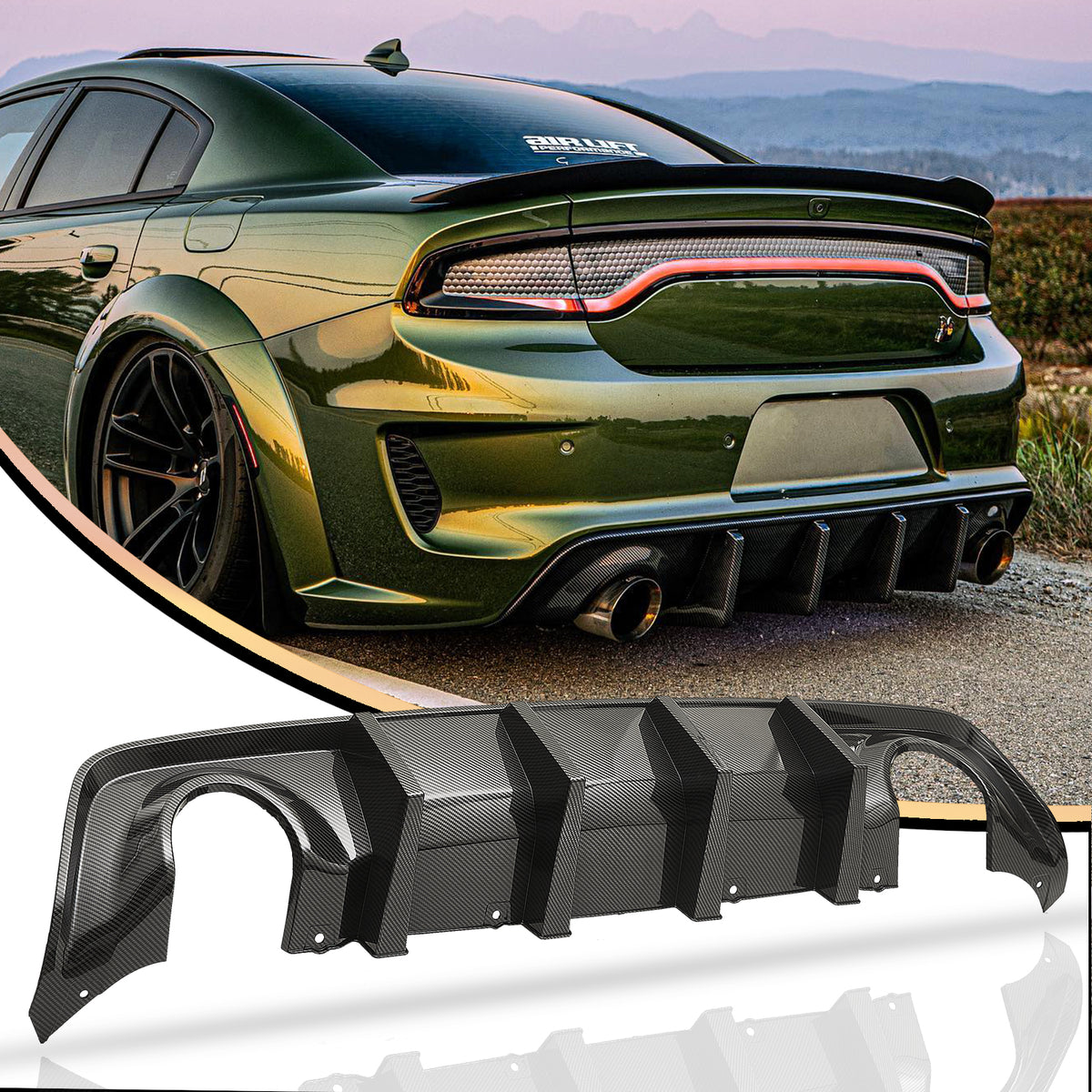 {WildWell}{Dodge Rear Diffuser}-{Dodge Charger Rear Diffuser 2020-2023 Widebody/1}-Carbon Fiber