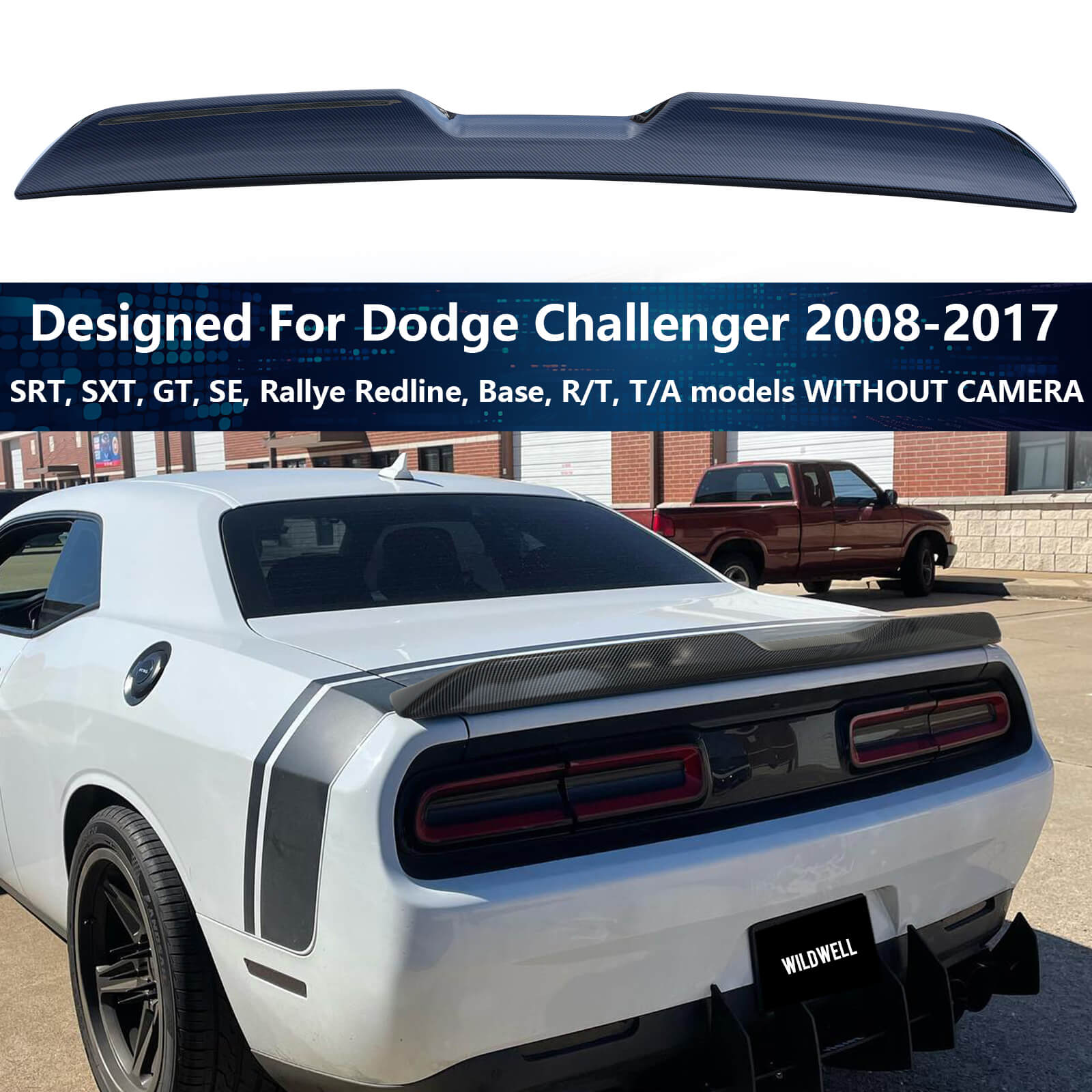 {WildWell}{Dodge Rear Spoiler}-{Challenger Spoiler 2008-2017/2}-Carbon Fiber Style
