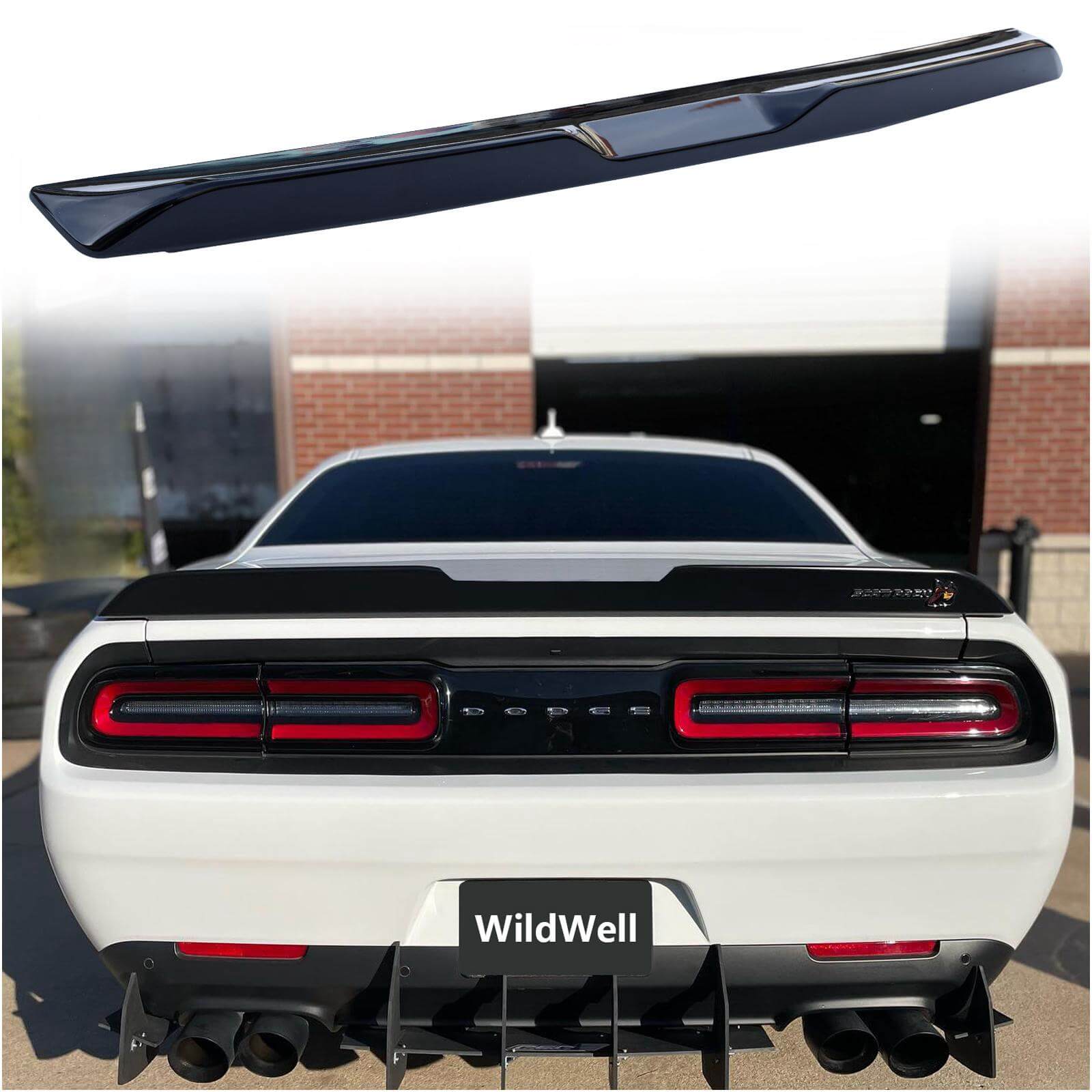 {WildWell}{Dodge Rear Spoiler}-{Challenger Spoiler 2008-2017/1}-Glossy Black