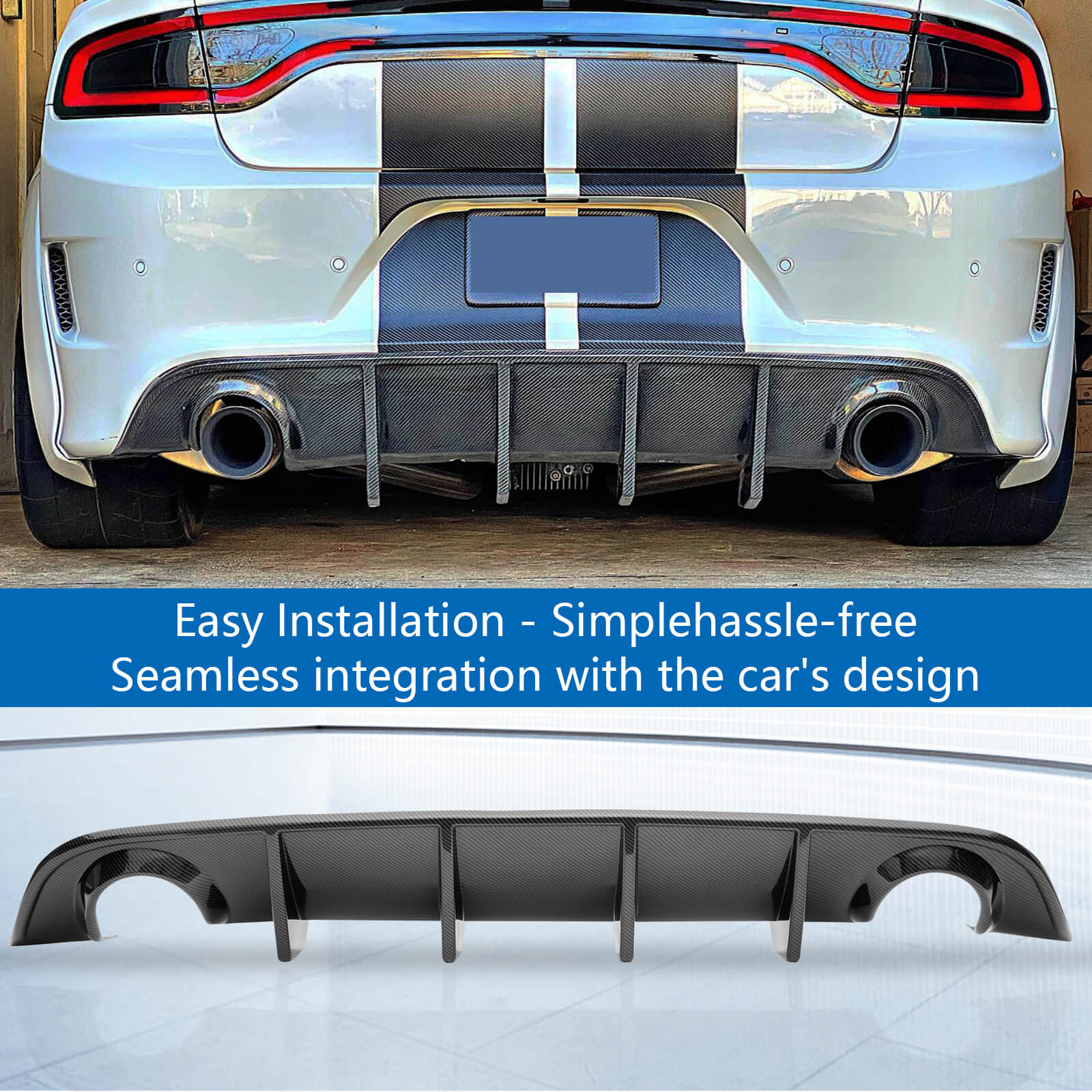 2015-2023 Dodge Charger Rear Diffuser SRT Rear Bumper Lip Valance Spli