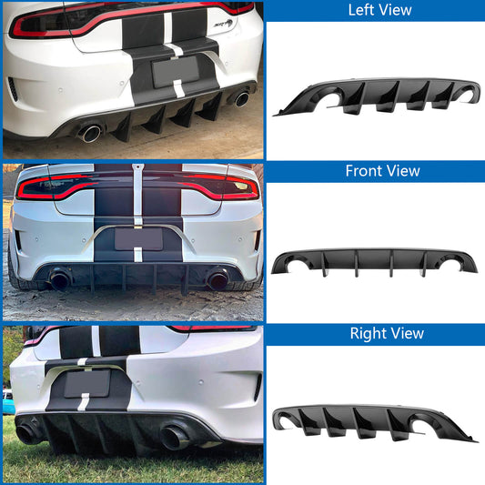 {WildWell}{Dodge Rear Diffuser}-{Dodge Charger Rear Diffuser 2015-2023/2}-Carbon Fiber