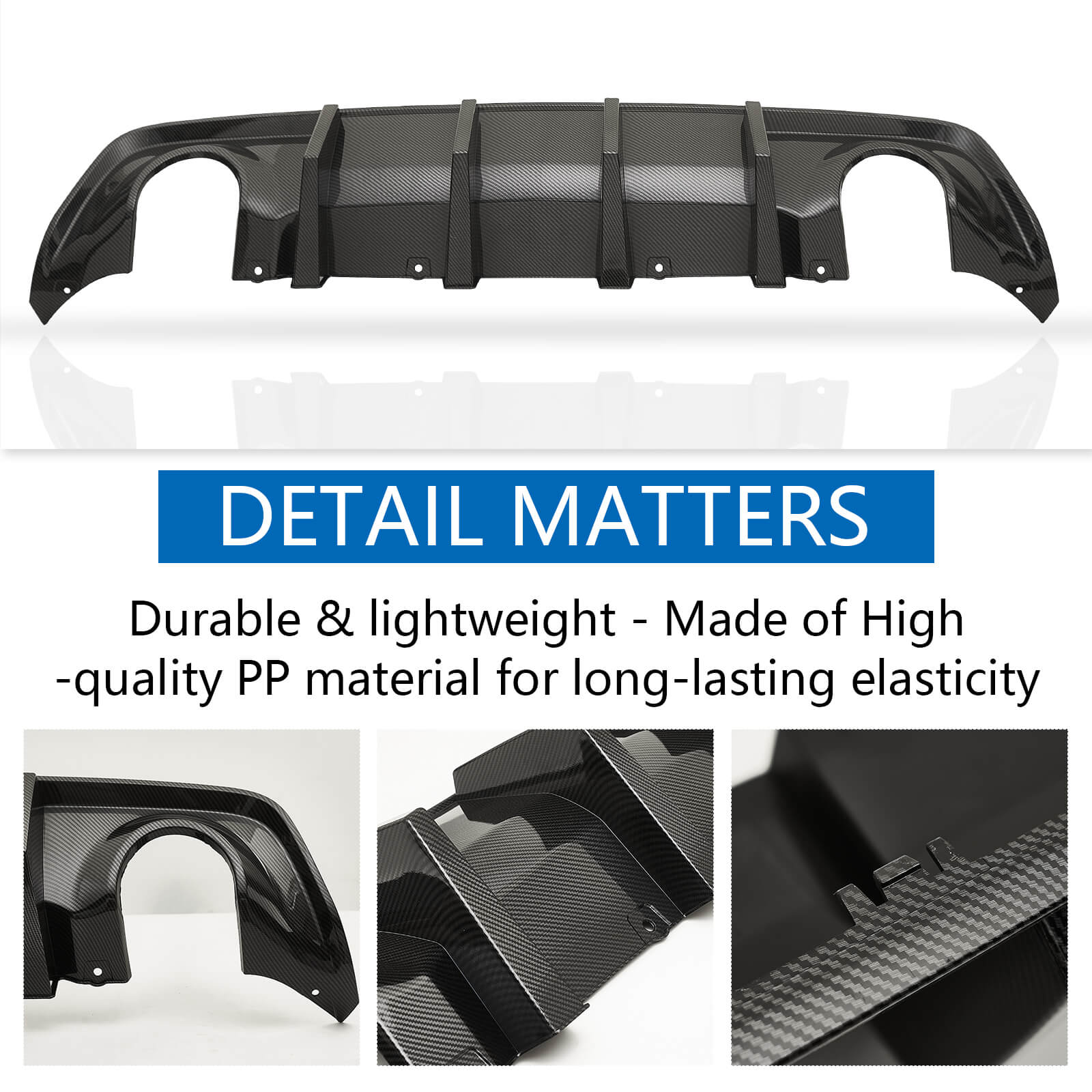 Dodge Charger 2020-2023 Widebody Rear Diffuser with 4 Shark Fin Carbon