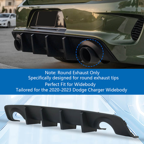 {WildWell}{Dodge Rear Diffuser}-{Dodge Charger Rear Diffuser 2020-2023 Widebody/3}-Matte Black