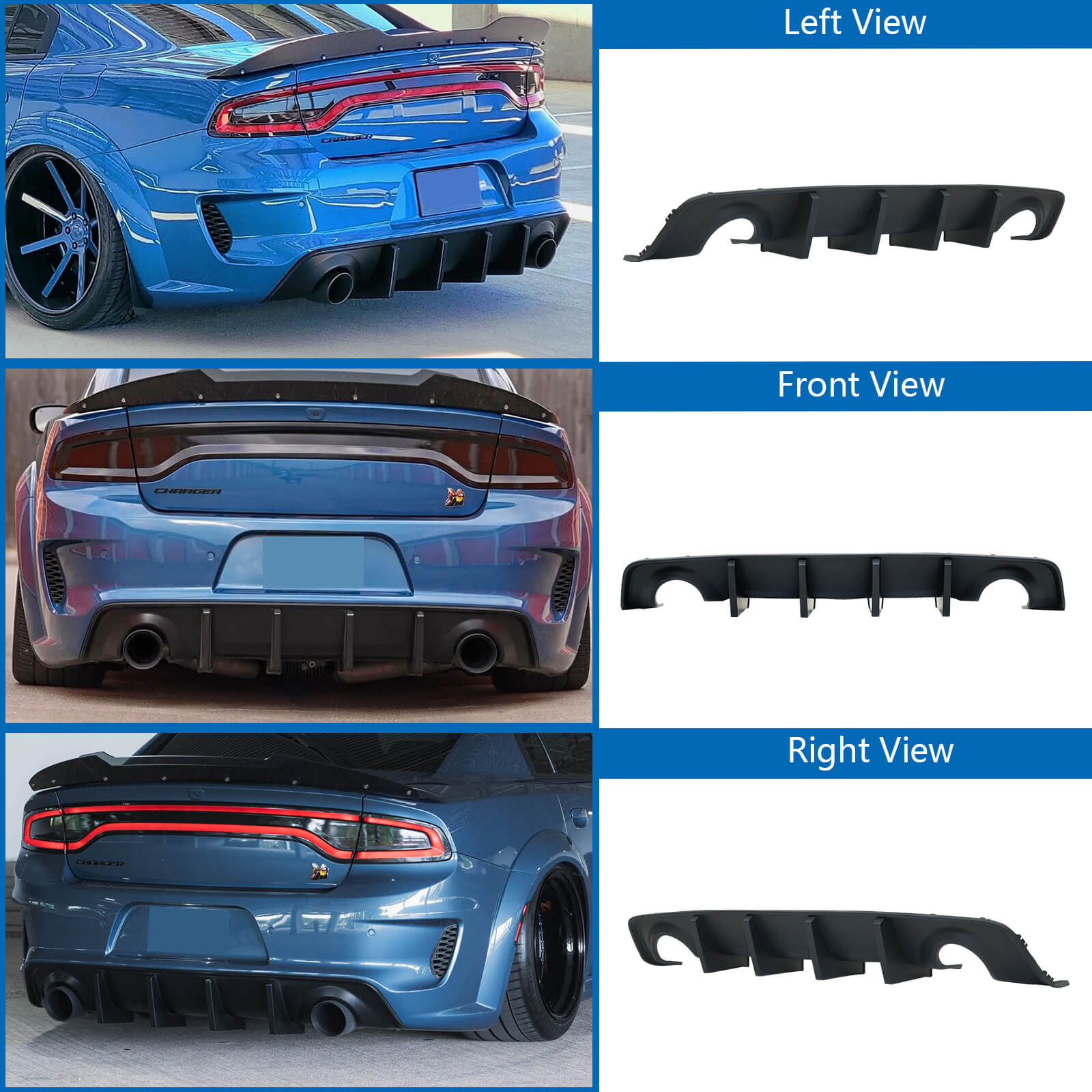 {WildWell}{Dodge Rear Diffuser}-{Dodge Charger Rear Diffuser 2020-2023 Widebody/2}-Matte Black
