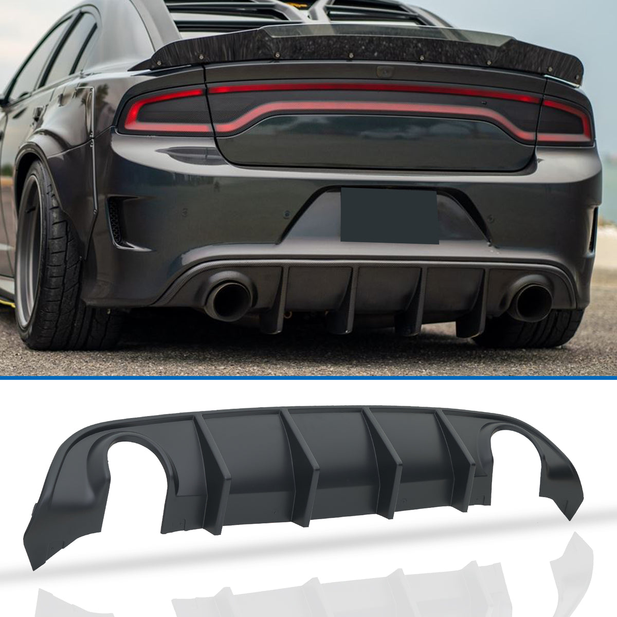 {WildWell}{Dodge Rear Diffuser}-{Dodge Charger Rear Diffuser 2015-2023/1}-Matte Black