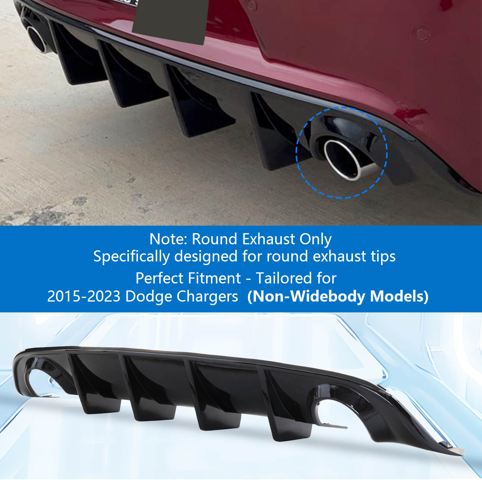 {WildWell}{Dodge Rear Diffuser}-{Dodge Charger Rear Diffuser 2015-2023/3}-Front