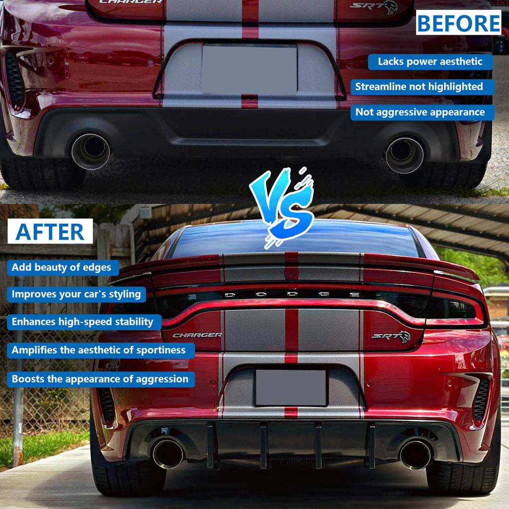 Dodge Charger 2020-2023 Widebody Rear Diffuser with 4 Shark Fin Style