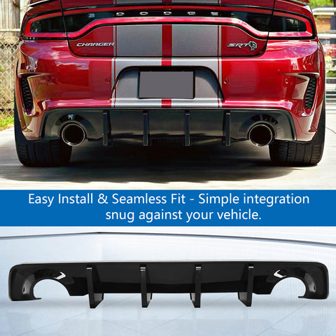 {WildWell}{Dodge Rear Diffuser}-{Dodge Charger Rear Diffuser 2020-2023 Widebody/4}-Glossy Black