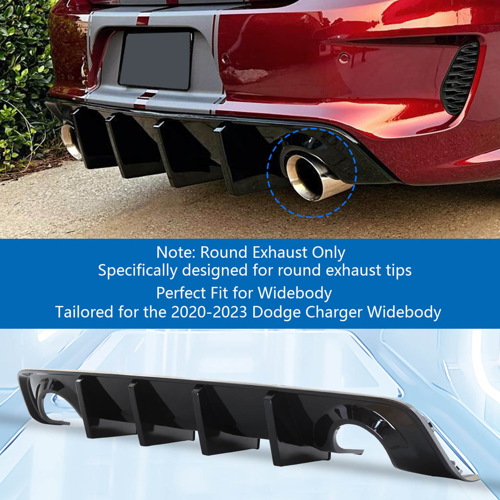 Dodge Charger 2020-2023 Widebody Rear Diffuser with 4 Shark Fin Style