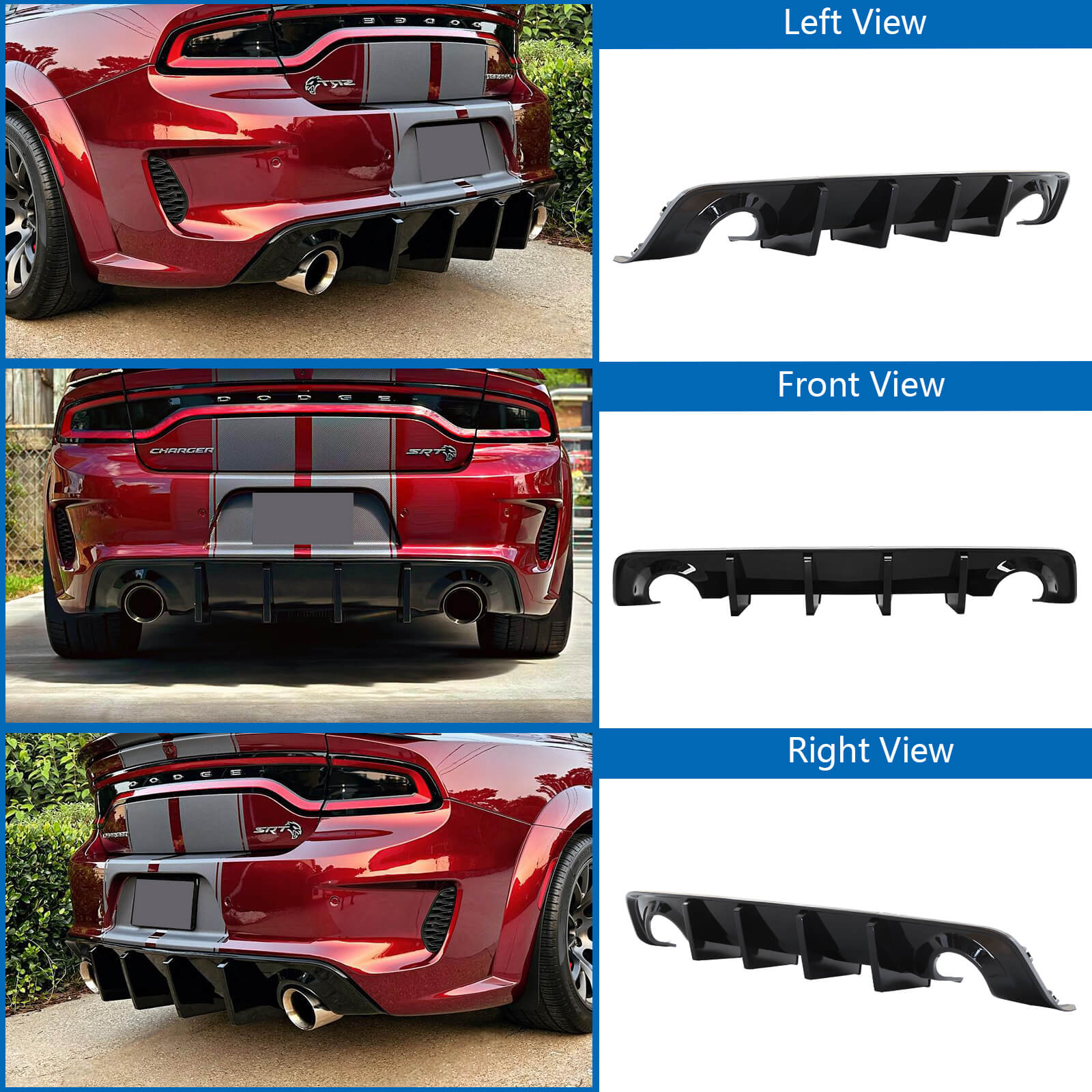 {WildWell}{Dodge Rear Diffuser}-{Dodge Charger Rear Diffuser 2020-2023 Widebody/6}-Glossy Black