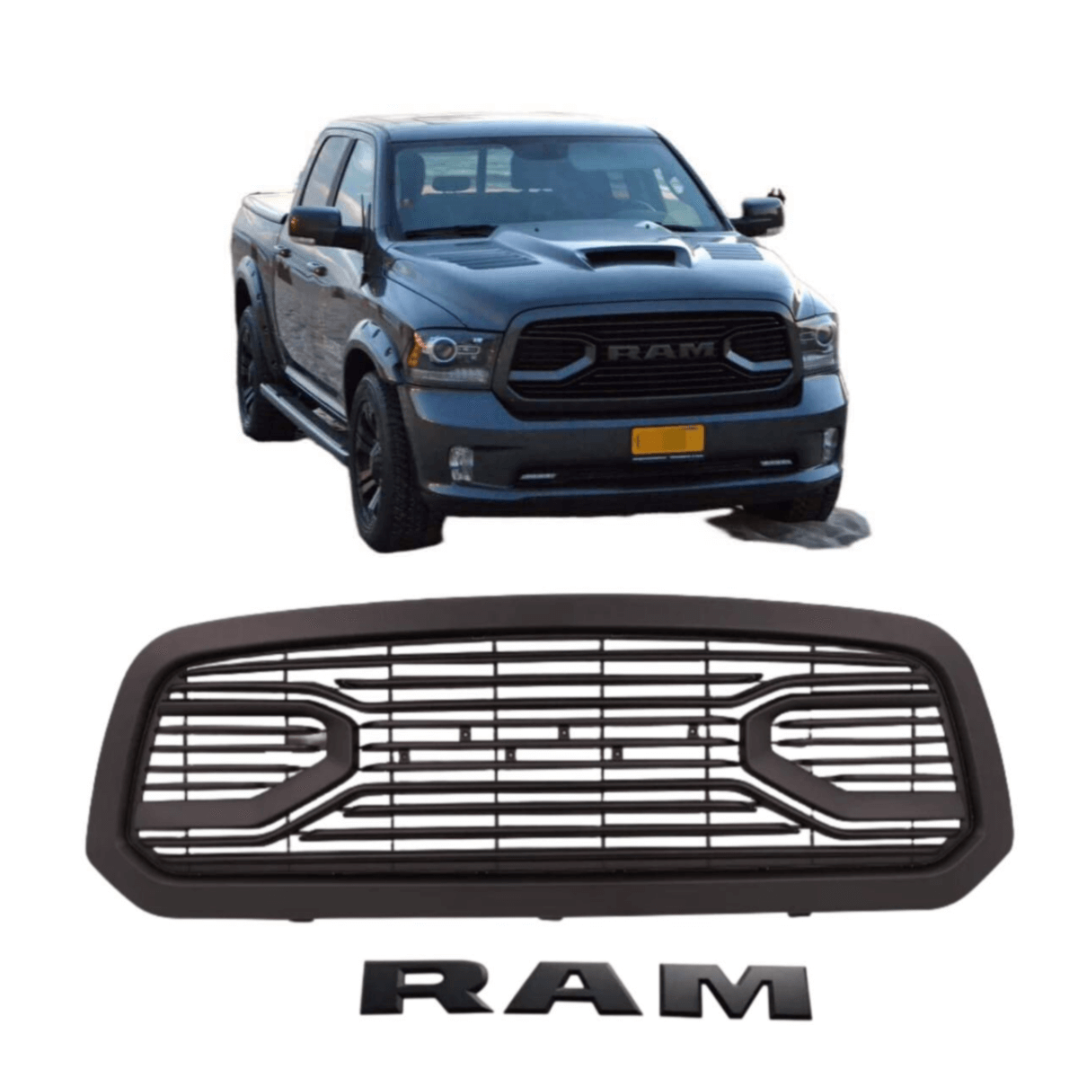 {WildWell}{Dodge Grill}-{Dodge RAM 1500 Grill 2014-2018/1}-Front