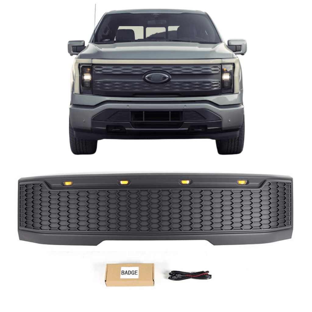 FetonAuto Front Grille Lights Compatible With 2010-2018 Ford F150 Raptor Style Aftermarket Grill, LED Grille Marker Lights Cars Grid Decorative