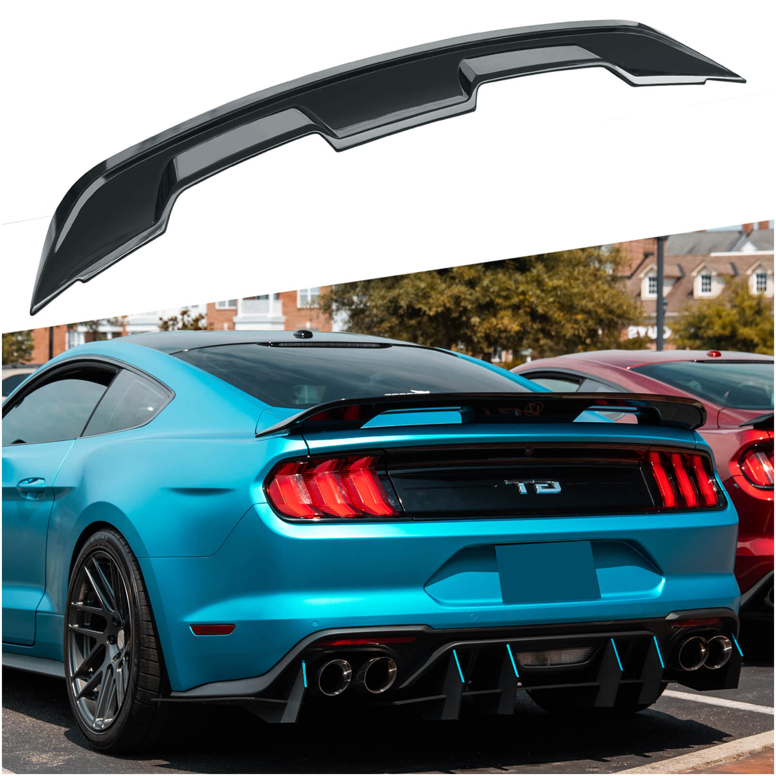{WildWell}{Ford Rear Spoiler}-{Ford Mustang Rear Spoiler 2015-2023/1}-Glossy Black