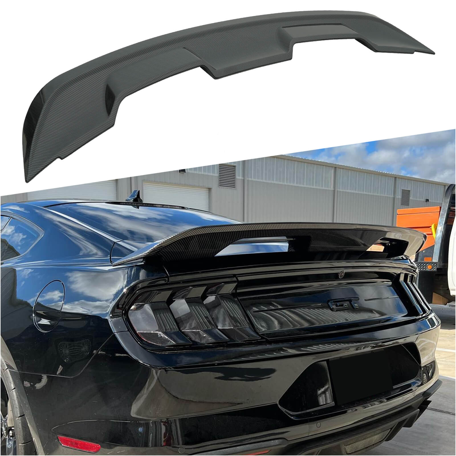 {WildWell}{Ford Rear Spoiler}-{Ford Mustang Rear Spoiler 2015-2023/1}-Carbon Fiber Style