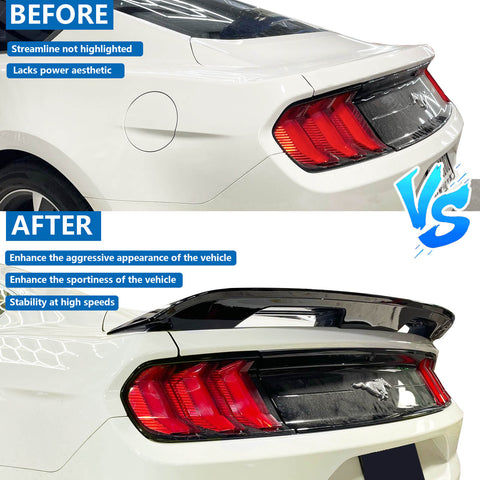 {WildWell}{Ford Rear Spoiler}-{Ford Mustang Rear Spoiler 2015-2023/6}-Glossy Black
