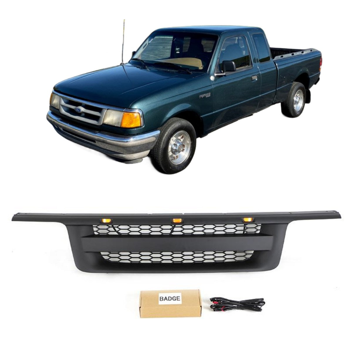 1995-1997 Ford Ranger Grill Raptor Style With Lights and Letters