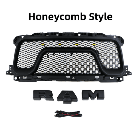 Dodge RAM 2500 3500 Grill 2019-2023 Black With Letters and Lights