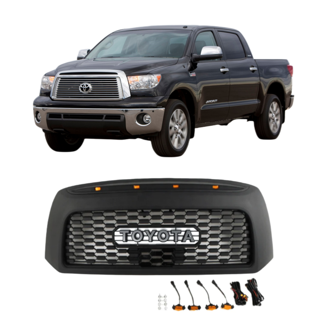 Kit De Espejos Negros + 4 Manillas De Puerta + Portón Trasero + Cubierta De Cámara Para Toyota Tundra CrewMax 2007-2013 | Estilo Cromado